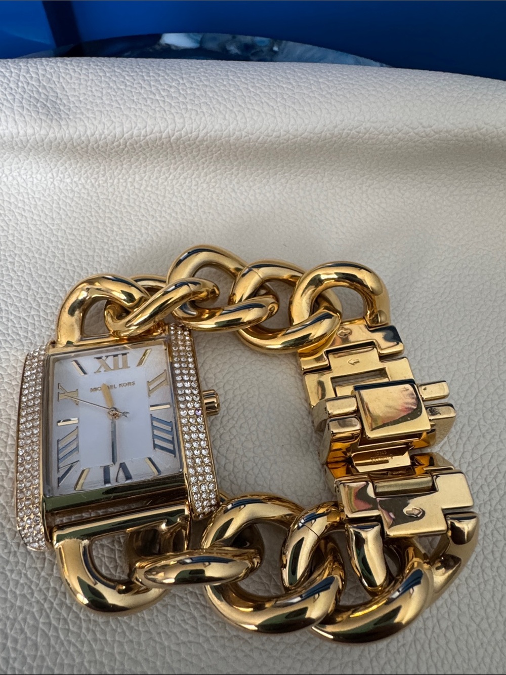 Michael Kors Gold Chain-Link Crystal Accent Women's Watch - Picture 3 of 11